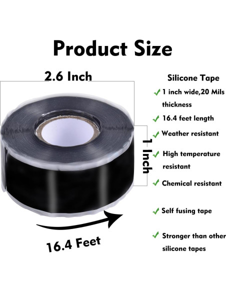 Cinta de Silicona Auto-fusionante PackYard 2.54 cm x 5 m Negra Cinta de Silicona Auto-fusionante PackYard 2.54 cm x 5 m Negra