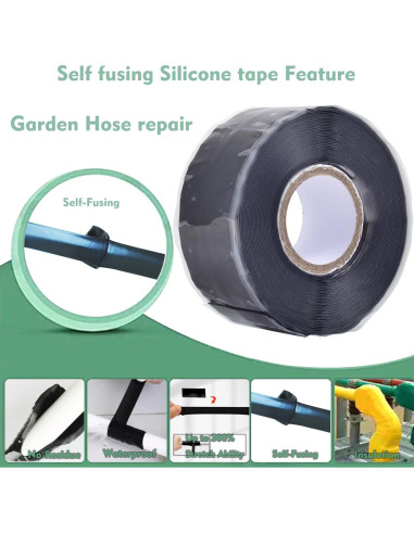 Cinta de Silicona Auto-fusionante PackYard 2.54 cm x 5 m Negra