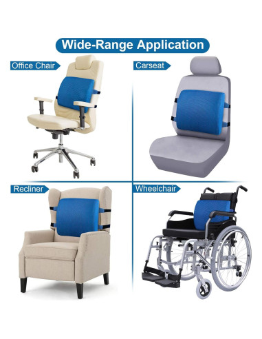 Cojín Lumbar LOVEHOME Espuma Viscoelástica Azul 34x11 cm