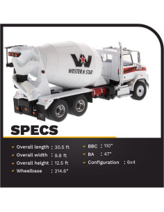Camión Diecast Masters Western Star 4700 Mezclador 1:50 2