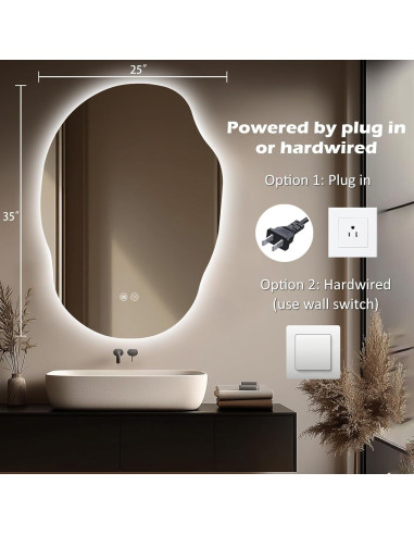 Espejo de Baño LED Yoding 88.9x63.5 cm Regulable Anti-vaho