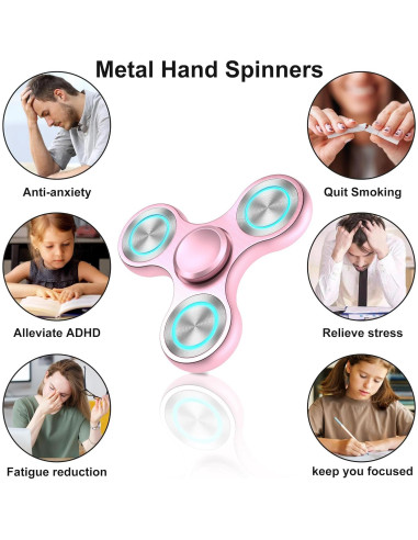 Fidget Spinner Isapral Rosa Metal Alivio Estrés 7.62 cm