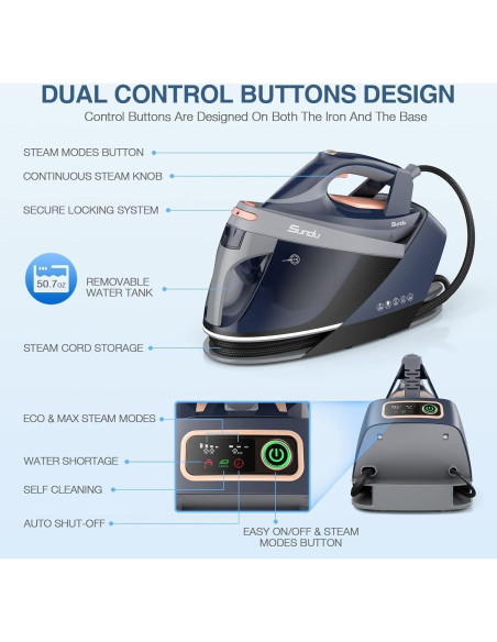 Estación de Vapor Sundu Pro 1800W Suela Cerámica 1.5L Estación de Vapor Sundu Pro 1800W Suela Cerámica 1.5L