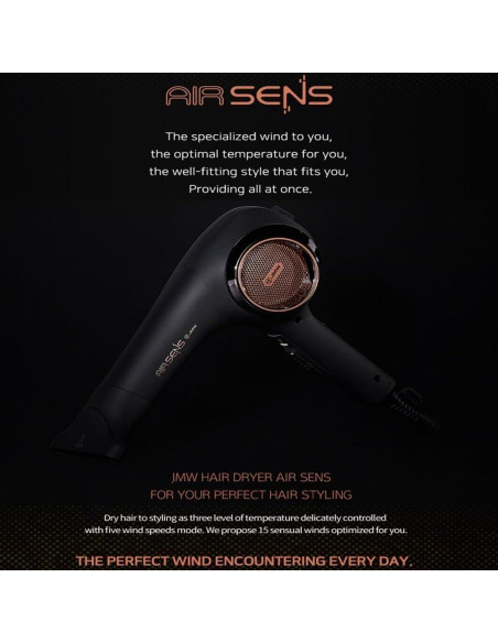 Secador de Pelo Profesional JMW AIR Sense I - 15 Vientos, 3 Calor Secador de Pelo Profesional JMW AIR Sense I - 15 Vientos, 3 Calor