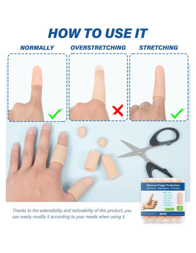 Protectores de Dedos de Gel MasterMo - 10 Fundas Silicona Medianas