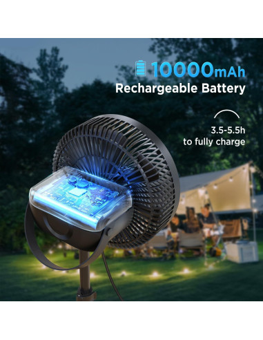 Ventilador de Camping Plegable Marchpower 10" Recargable 10000mAh
