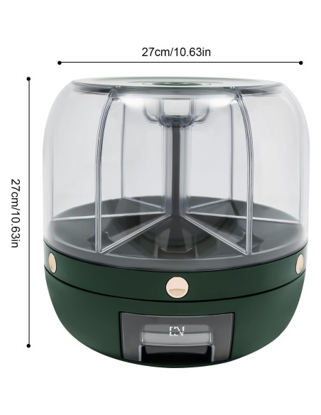 Dispensador de Granos TTOUOI 6 Compartimentos 5.9kg Verde Oscuro Dispensador de Granos TTOUOI 6 Compartimentos 5.9kg Verde Oscuro