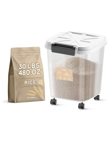 Dispensador de Arroz Hermético LivLab 15KG con Ruedas