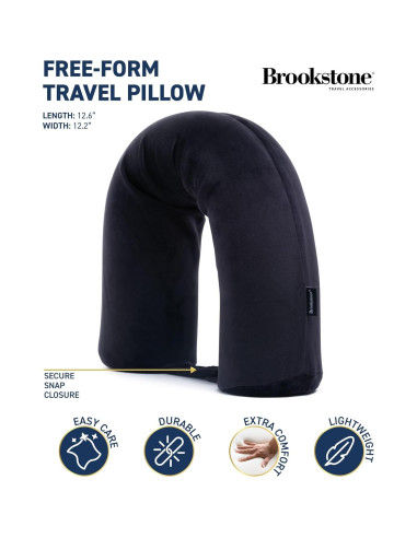 Almohada de Viaje Brookstone Free Form - Espuma Viscoelástica Negra