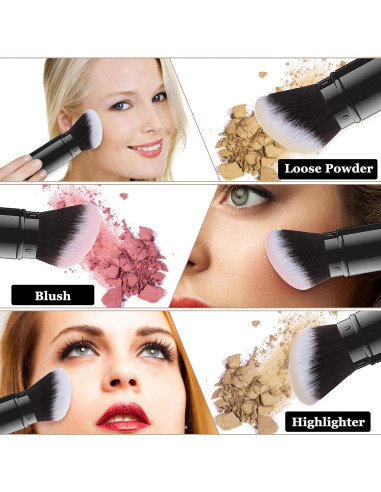 Brocha de Maquillaje Kabuki Retráctil Falliny - Rubor y Base