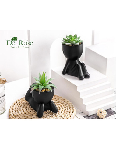 Set de 2 Plantas Suculentas Artificiales Der Rose para Decoración Interior