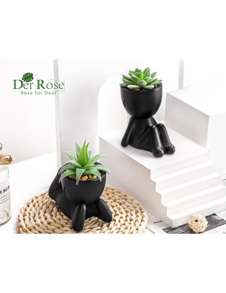 Set de 2 Plantas Suculentas Artificiales Der Rose para Decoración Interior Set de 2 Plantas Suculentas Artificiales Der Rose para Decoración Interior