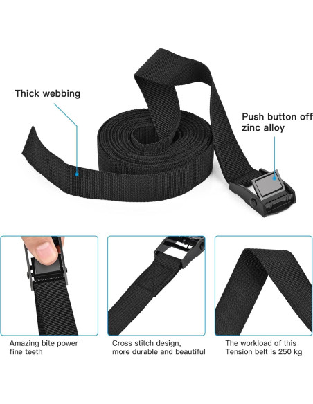 Correas de Sujeción Kshineni 4 Pcs 2.5 m x 2.54 cm Alta Resistencia Correas de Sujeción Kshineni 4 Pcs 2.5 m x 2.54 cm Alta Resistencia