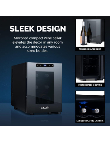 Frigorífico de Vino Newair Shadow-T para 6 Botellas Compacto