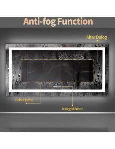Espejo de Baño LED LUVODI 60x120cm con Altavoz Bluetooth