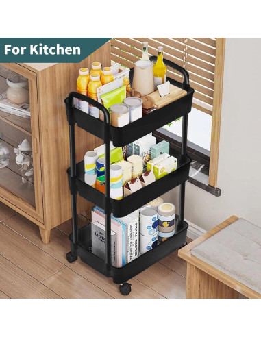 Carro Rodante de 3 Niveles EZ COZY Negro - Organizador Multifuncional