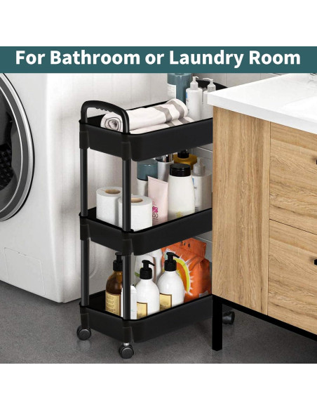 Carro Rodante de 3 Niveles EZ COZY Negro - Organizador Multifuncional Carro Rodante de 3 Niveles EZ COZY Negro - Organizador Multifuncional