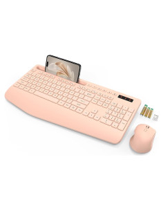 Combo Teclado y Ratón Inalámbricos SABLUTE Rosa Champán