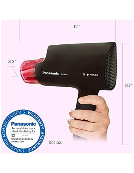 Secador de pelo compacto Panasonic EH-NA27-K 1400W negro/rosa Secador de pelo compacto Panasonic EH-NA27-K 1400W negro/rosa