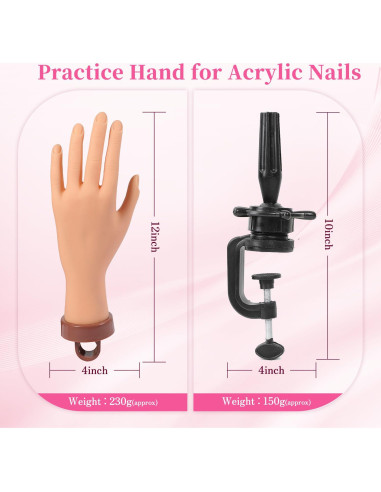Mano de Práctica para Uñas Acrílicas Saro-Up con Soporte