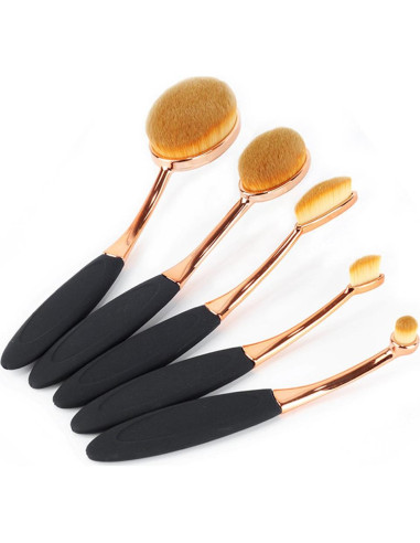 Set de Brochas de Maquillaje Yoseng 5 Pcs Ovaladas Sintéticas