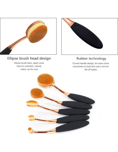 Set de Brochas de Maquillaje Yoseng 5 Pcs Ovaladas Sintéticas Set de Brochas de Maquillaje Yoseng 5 Pcs Ovaladas Sintéticas