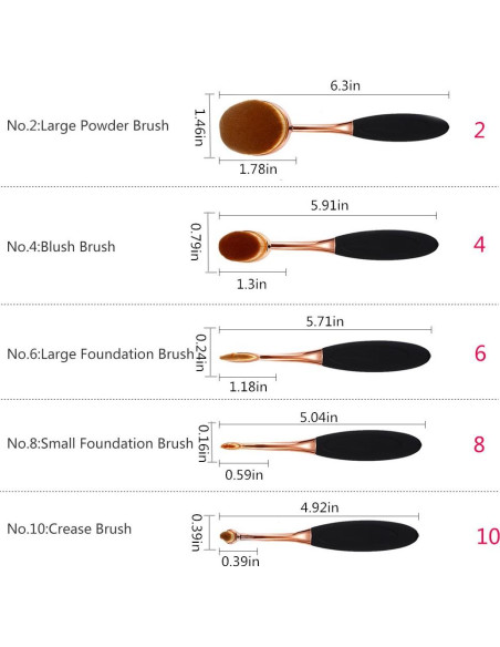 Set de Brochas de Maquillaje Yoseng 5 Pcs Ovaladas Sintéticas Set de Brochas de Maquillaje Yoseng 5 Pcs Ovaladas Sintéticas