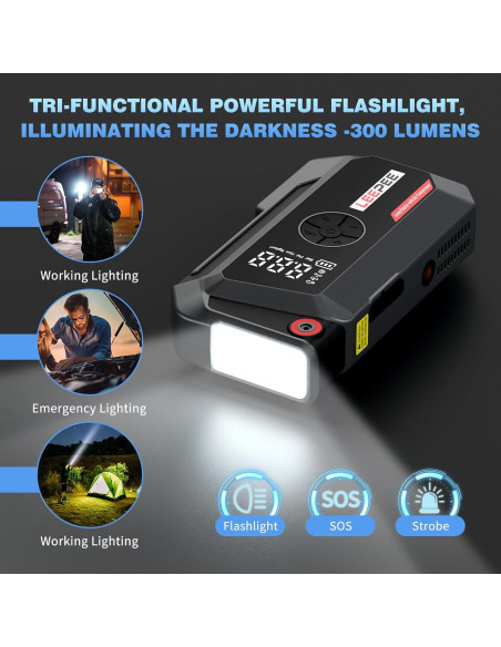 Compresor de Aire LEEPEE TM16K 12V 3000A con Linterna LED Compresor de Aire LEEPEE TM16K 12V 3000A con Linterna LED