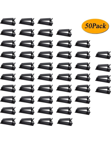 Clips de Gestión de Cables SOULWIT 50 Pcs Negro Autoadhesivos