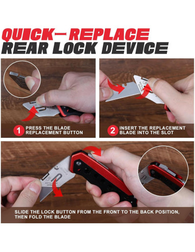 Cuchillo Utility ZAVIT 6 en 1 Plegable con 3 Cuchillas