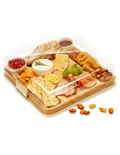 Tabla de Charcutería Combler de Bambú con Tapa y 5 Compartimentos