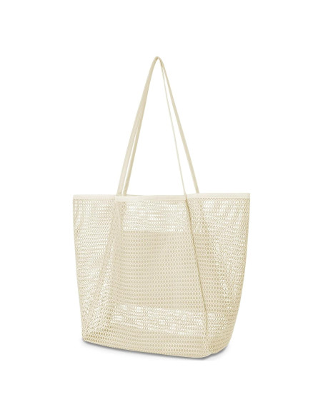 Bolsa de Playa de Malla Grande Iioscre 45.7x35.6cm Beige Bolsa de Playa de Malla Grande Iioscre 45.7x35.6cm Beige