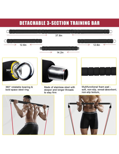 Equipo de Ejercicio Portátil LAKXSF 9 en 1 con Tablero de Flexiones