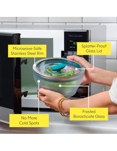 Recipiente de Cocina para Microondas Anyday 4 Tazas Vidrio