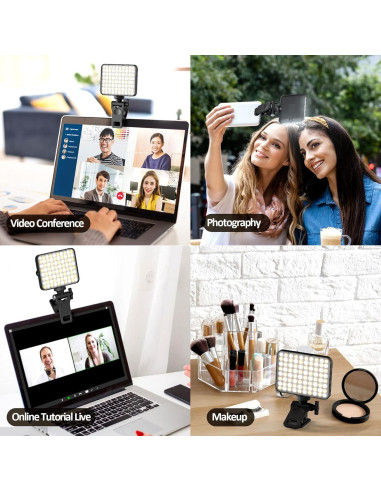 Luz de Selfie Recargable SHEGINEL con Clip para Teléfono - 3 Modos de Luz Ajustable