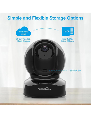 Cámara de Seguridad Wansview Q5 2K WiFi Interior 360 Negro