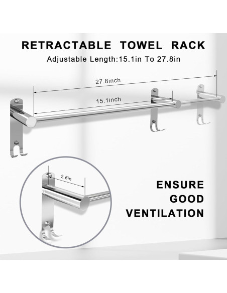 Soporte de Toalla Retráctil LKbeuuu 42-76 cm Acero Inoxidable Soporte de Toalla Retráctil LKbeuuu 42-76 cm Acero Inoxidable