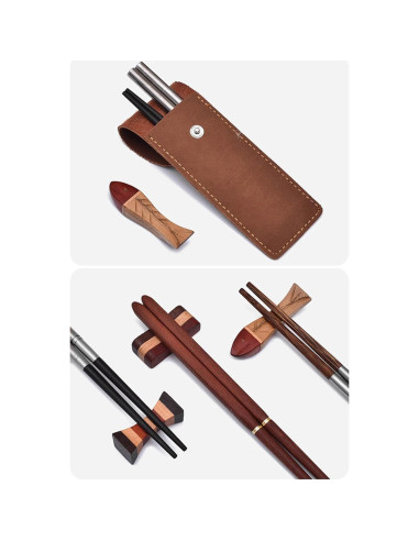 Palillos Plegables de Madera HwdjiSW 20.8cm con Estuche