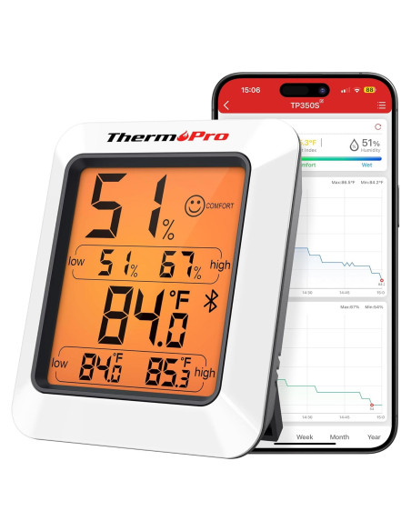 Termómetro Higrómetro ThermoPro TP350 Bluetooth 79.25m Termómetro Higrómetro ThermoPro TP350 Bluetooth 79.25m