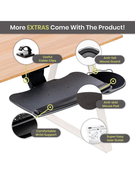 Bandeja para Teclado Ajustable FERSGO 45 cm con Reposamuñecas Bandeja para Teclado Ajustable FERSGO 45 cm con Reposamuñecas