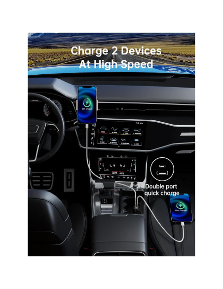 Cargador de coche USB C 78W BXQATMB con cable de carga Cargador de coche USB C 78W BXQATMB con cable de carga