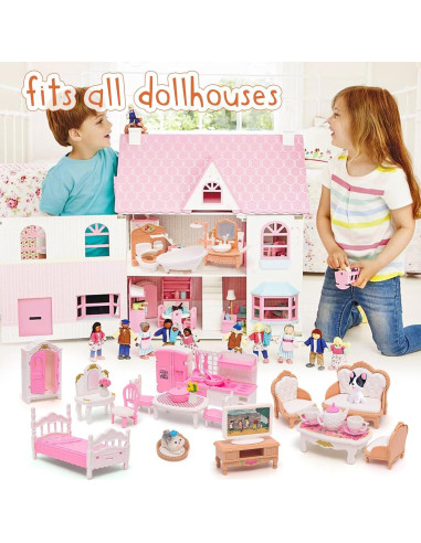 Juego de Muebles Miniatura HAPGFS 45 Piezas para Casa de Muñecas