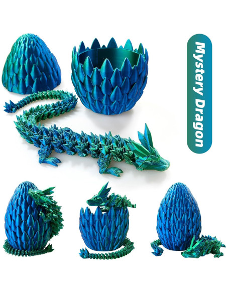 Huevo de Dragón Impreso en 3D ELEFOCUS 15 cm Verde Azul Huevo de Dragón Impreso en 3D ELEFOCUS 15 cm Verde Azul