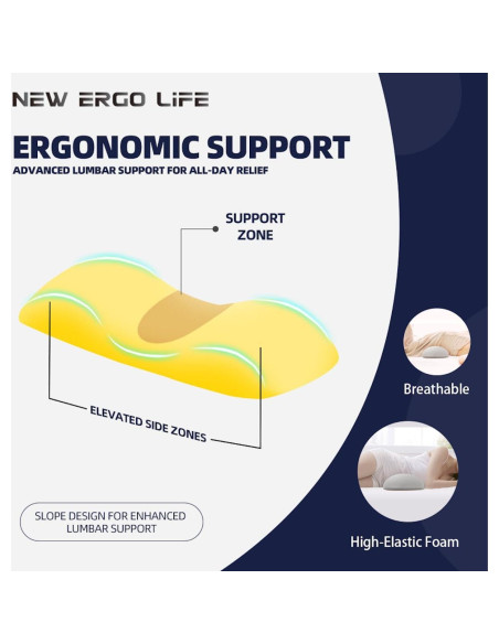 Almohada Lumbar New Ergo Life Espuma Viscoelástica 55x26cm Almohada Lumbar New Ergo Life Espuma Viscoelástica 55x26cm