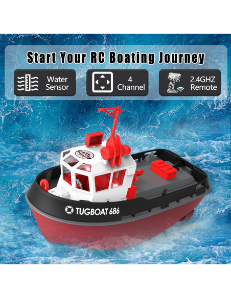 Barco RC Remolcador Tucraew 1/72 Negro - Alta Velocidad 15 km/h Barco RC Remolcador Tucraew 1/72 Negro - Alta Velocidad 15 km/h