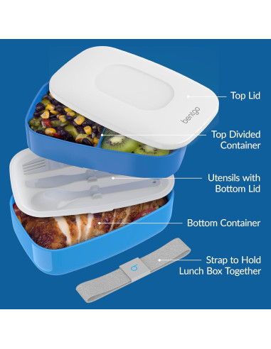 Bentgo Classic - Caja Bento Apilable 3 Compartimentos Azul