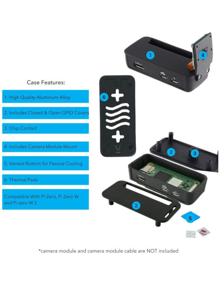 Kit de Inicio Raspberry Pi Zero W Vilros - Caja Negra 7 Piezas Kit de Inicio Raspberry Pi Zero W Vilros - Caja Negra 7 Piezas
