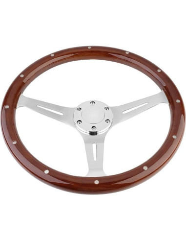 Volante de Madera YEHICY 38cm Universal para Autos Clásicos