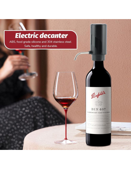Decantador de Vino Eléctrico Bibabala Recargable Negro Decantador de Vino Eléctrico Bibabala Recargable Negro