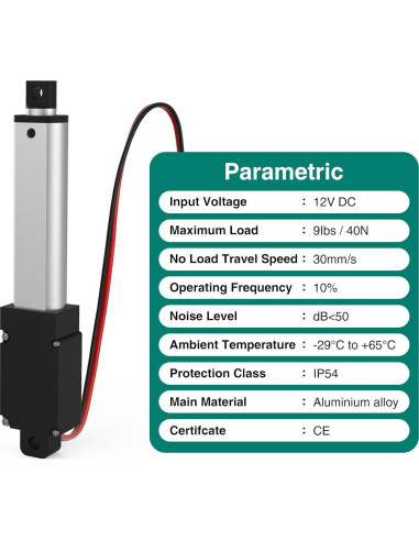 Actuador Lineal Mini RRTECHFORU 125mm 40N 12V Robótica